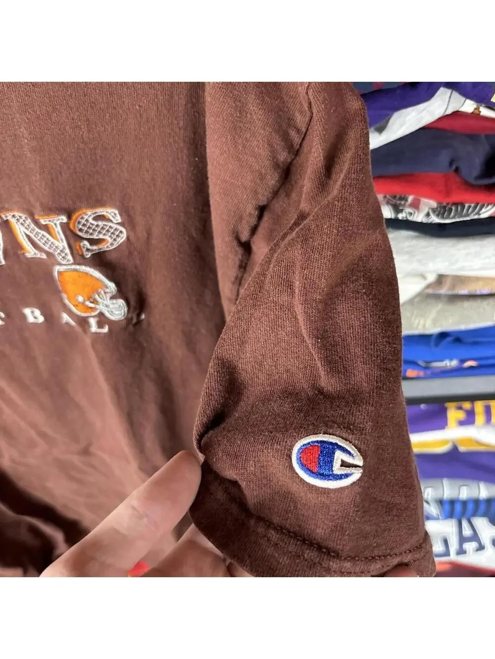 Vintage 90s Cleveland Browns Football T Shirt Champion NFL Spellout XL - Picture 5 of 6